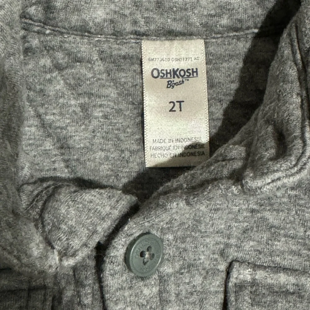 OshKosh B'gosh Gray Button Down Shirt with Quilted Texture